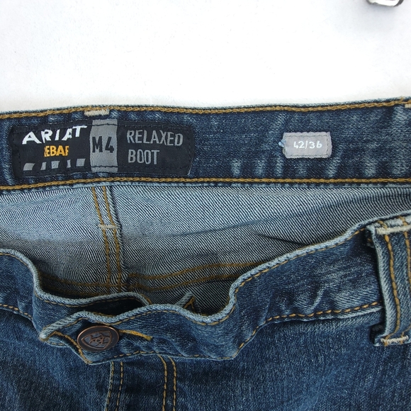 Ariat M4 Jeans Mens 42x36 (42x33) Blue Denim Relaxed Boot Cut Western Rodeo - Picture 5 of 10